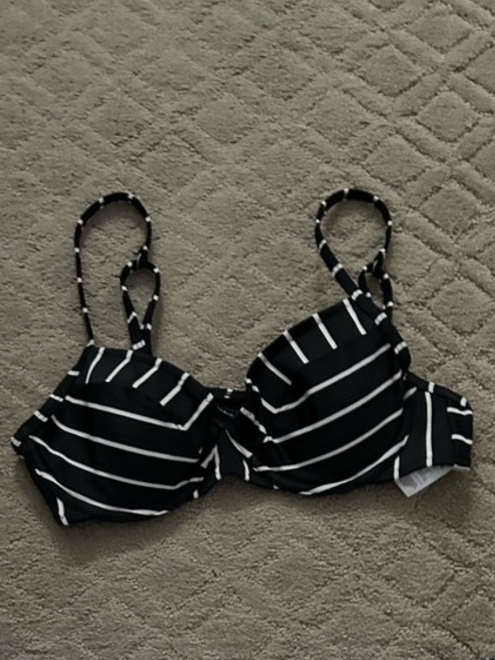 Old Navy Black And White Striped Balconette Bikini Top Size Small